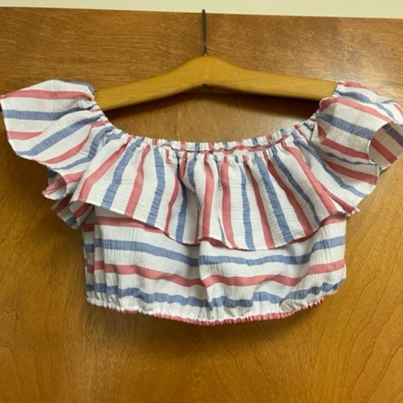 Zaful White with Red & Blue Strips - M - Picture 1 of 2